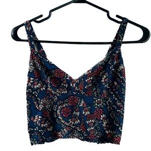 $10 ADD ON ITEM Hollister Co. Navy Floral V-Neck Crop Tank Top Size S (GUC)